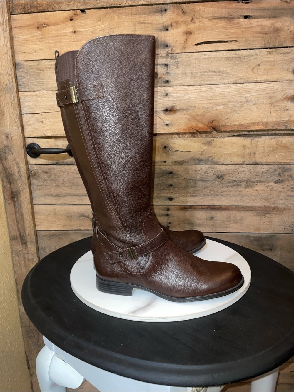 Naturalizer Joan Wide Width /Calf Brown Leather Comfort Boots
